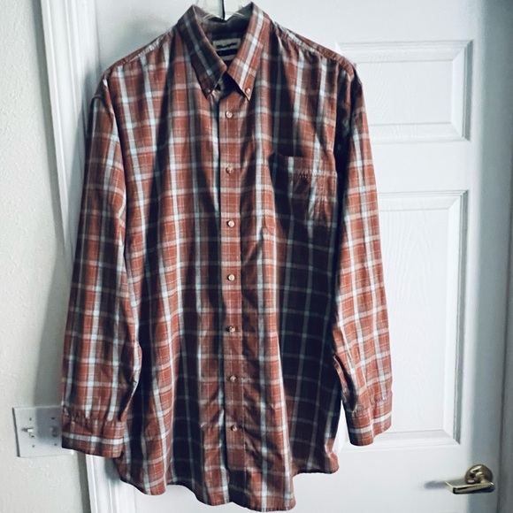 Wrangler Riata Sz 2XLT Men's Plaid Button-Down Shirt - Brown t Long Sleeve - Picture 1 of 4